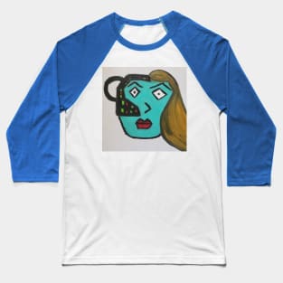 Blue Face Robot Baseball T-Shirt